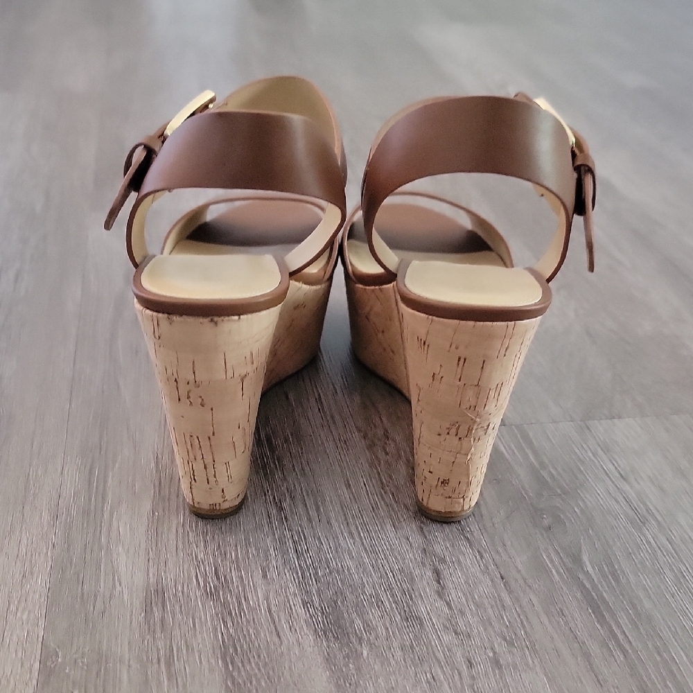 Michael Kors Brown Wedge Sandals with Ankle Strap - Picture 4 of 10